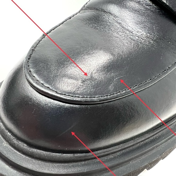 Allsaints Lola Studded Apron Toe Loafers Women's Size 6 Black Leather Gold Stud - Picture 8 of 14